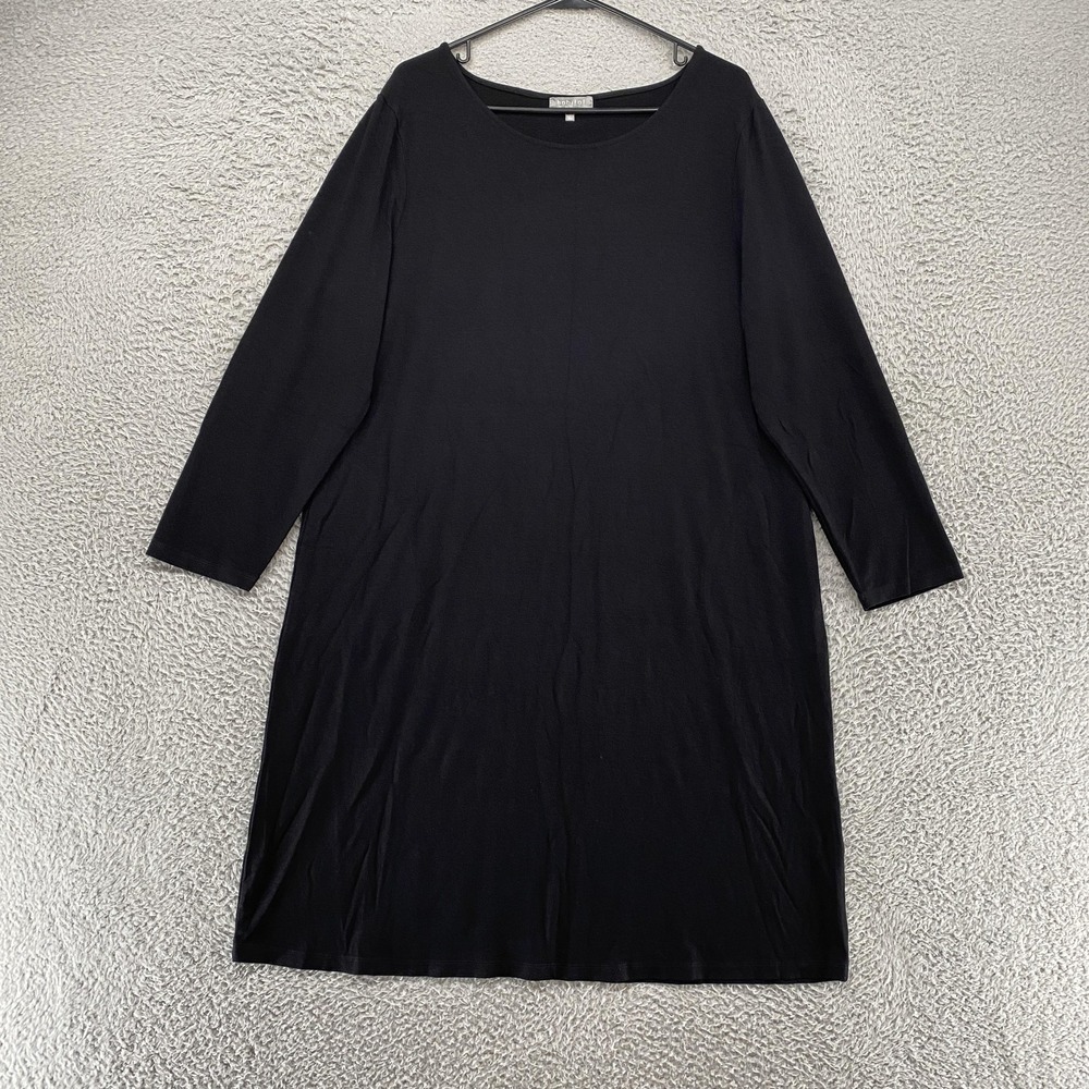 Habitat Midi Dress Womens XL Black Jersey Shift Long Sleeve Layering Minimalist
